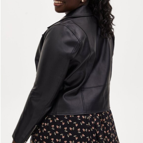 TORRID BLACK FAUX LEATHER MOTO JACKET size 1 14 16 NW NWT‎ - Picture 3 of 6